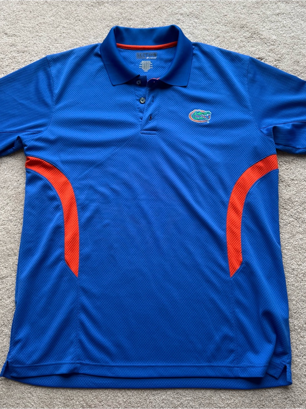 Section 101 by Majestic Florida Gators Polo Shirt Mens Large Blue Orange NCAA L